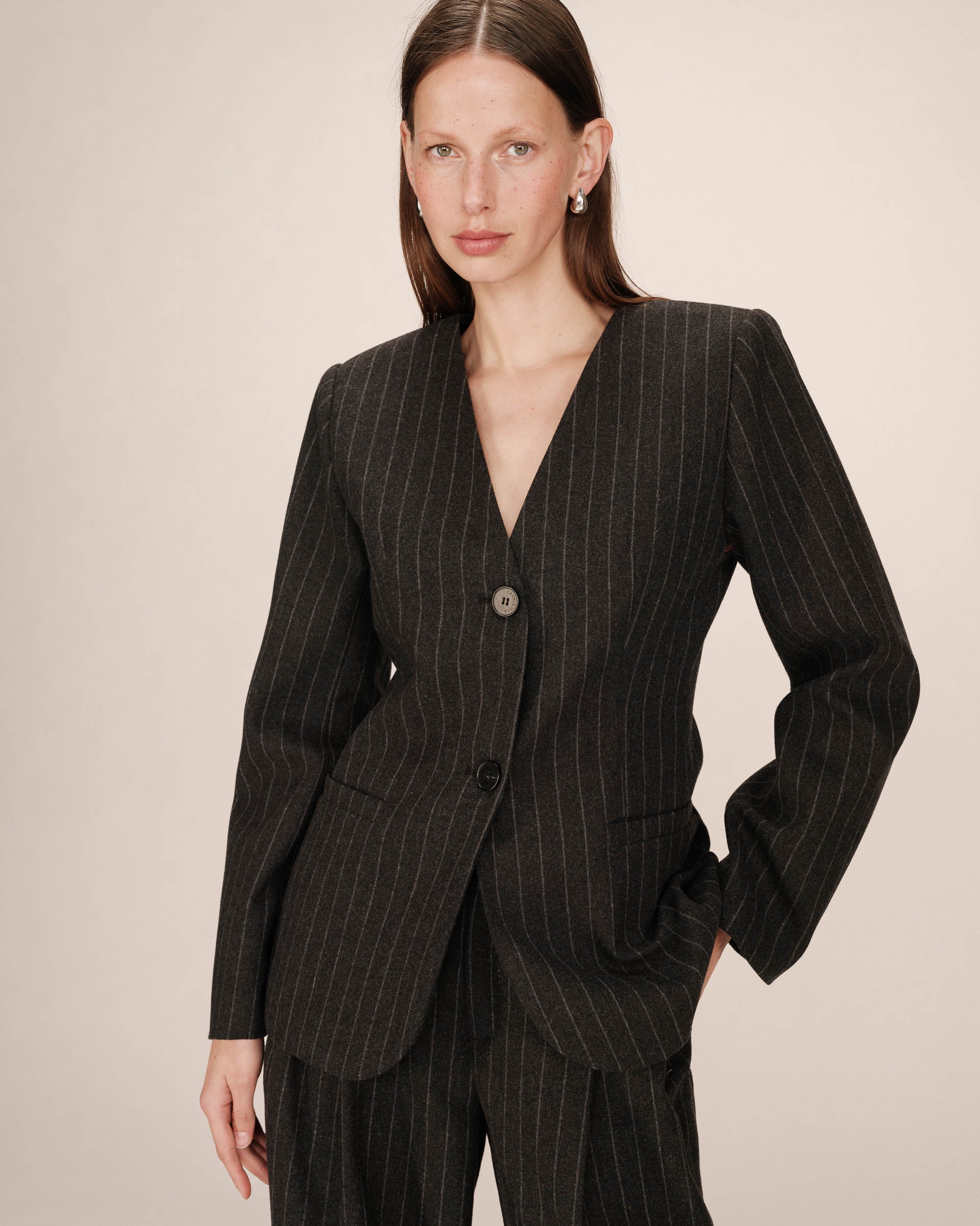 Blazer cintre a rayures carbone Shain