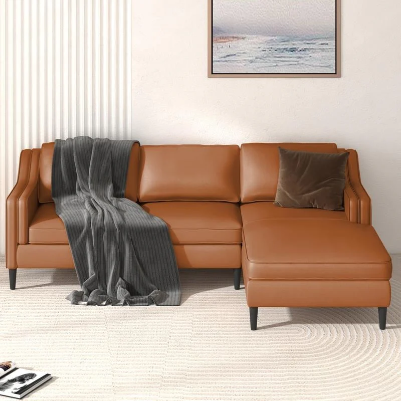 Mixoy Luxurious Upholstered Couches with Chaise,Leather Sectional Sofa Couch