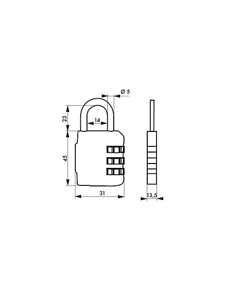 Cadenas à code SP 376, bagage, 31mm, anse acier nickelé, 3 chiffres - SP