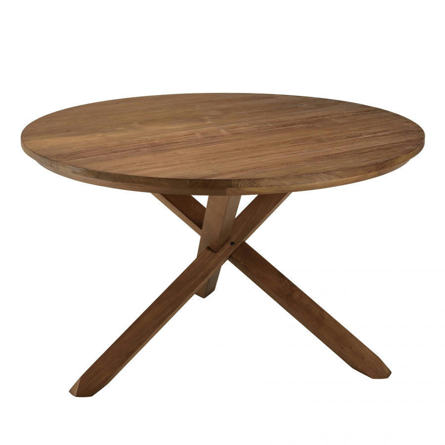 ALIDA - Table à manger ronde en bois de teck recyclé D130