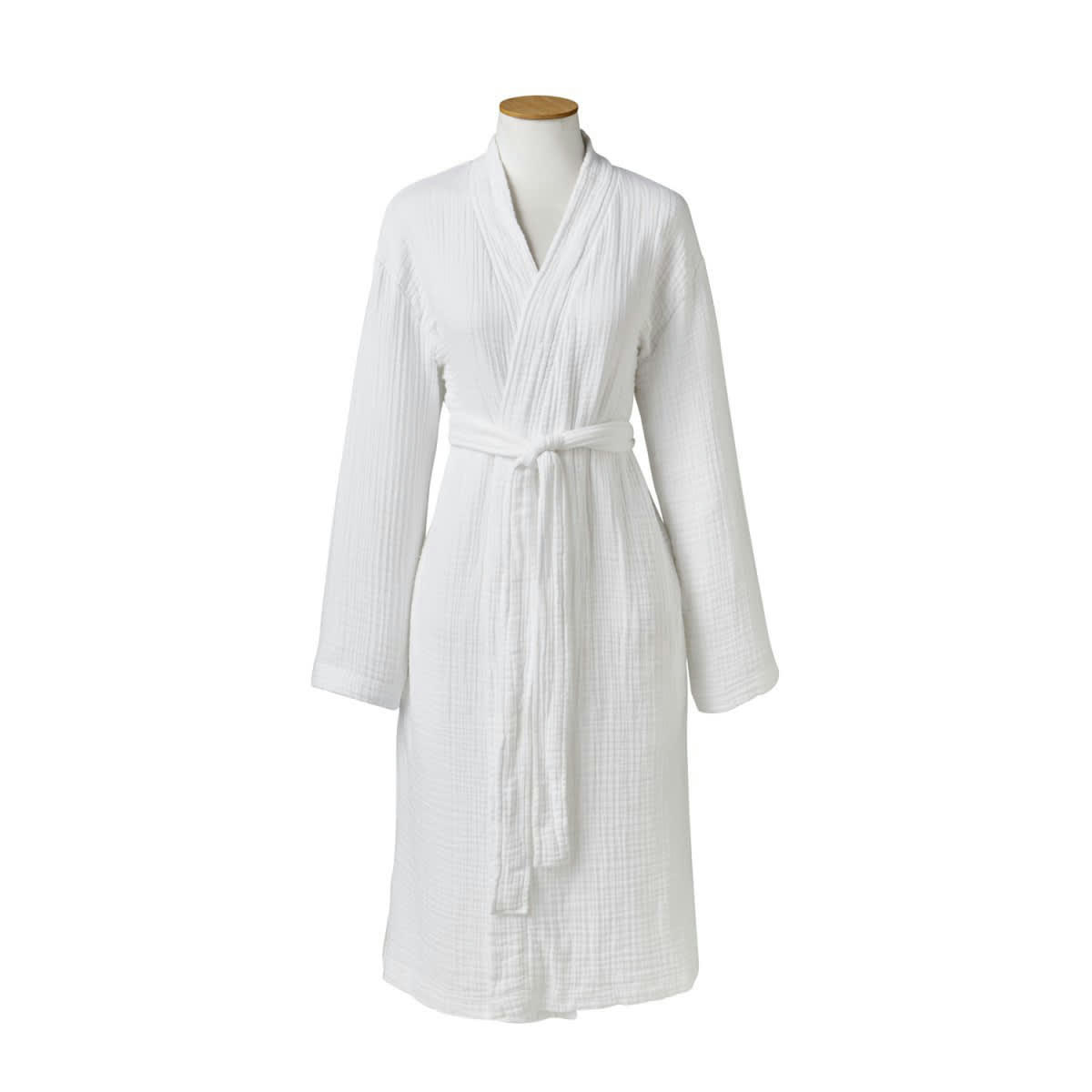 BONHEUR - Peignoir en gaze de coton blanc L/XL