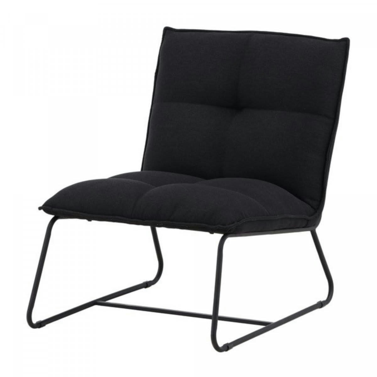 LUPS - Fauteuil en tissu noir matelassé et métal