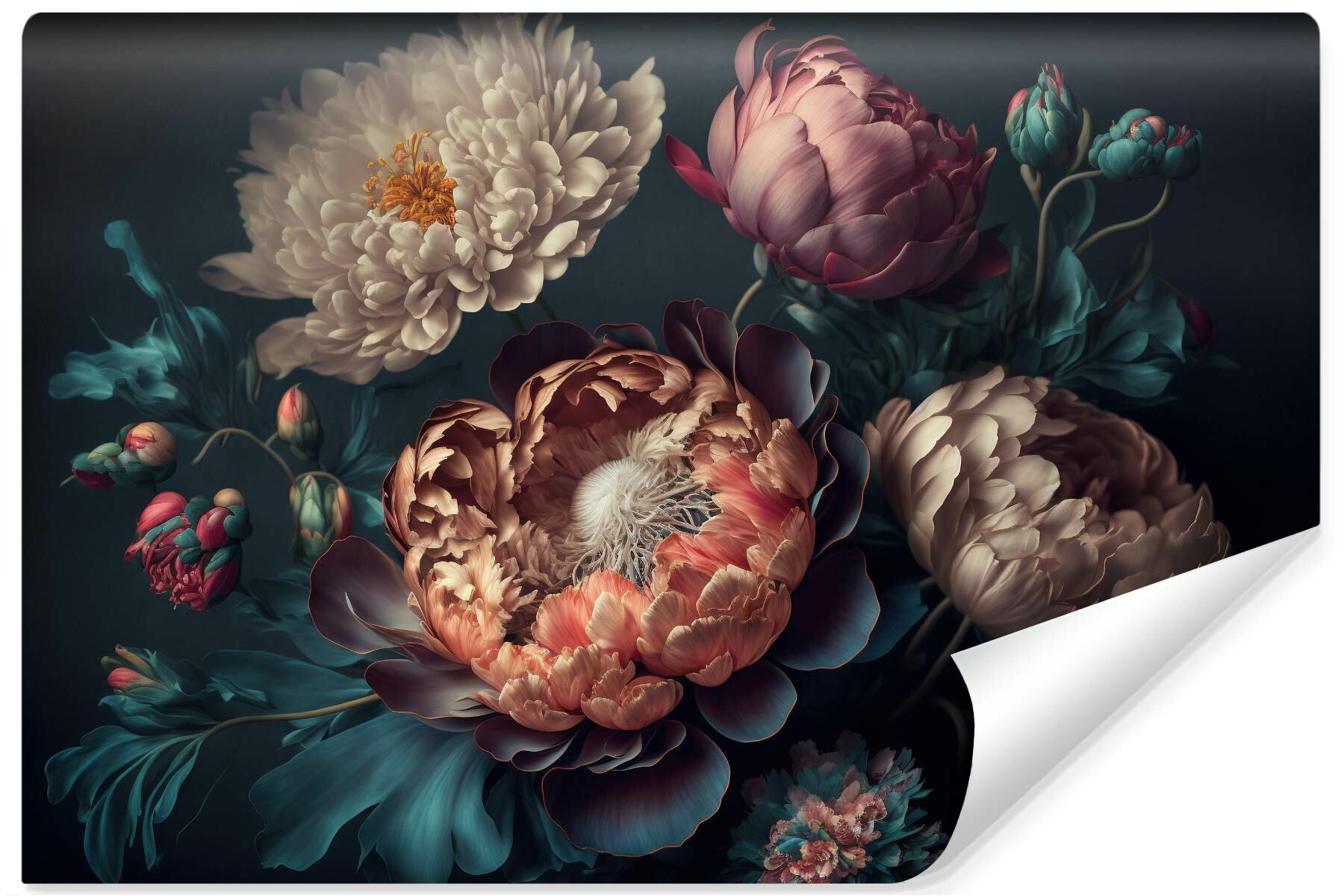Fototapeta Barwne PIWONIE Kwiaty Efekt 3D 90x60cm