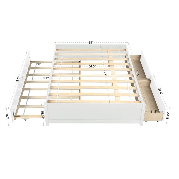 Full Bed With Twin Size Trundle And 2 Drawers,Storage Space