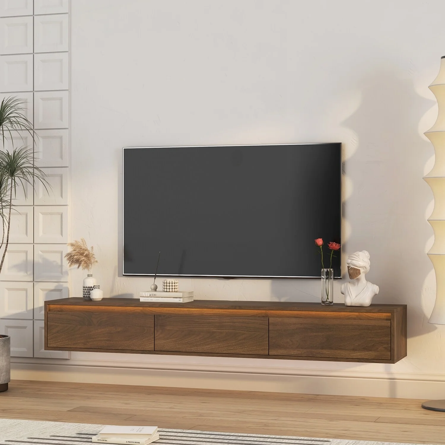 Versatile Wall-Mounted TV Stand with Advanced Features for Living Room Enhancement