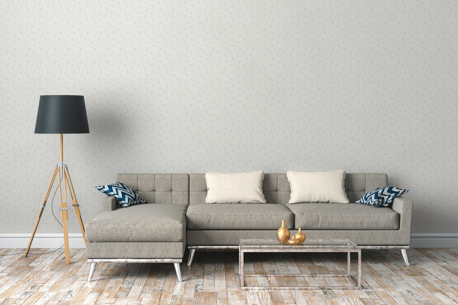 Livingwalls behang bloemmotief lichtgrijs, blauw en wit - 53 cm x 10.05 m - AS-390674