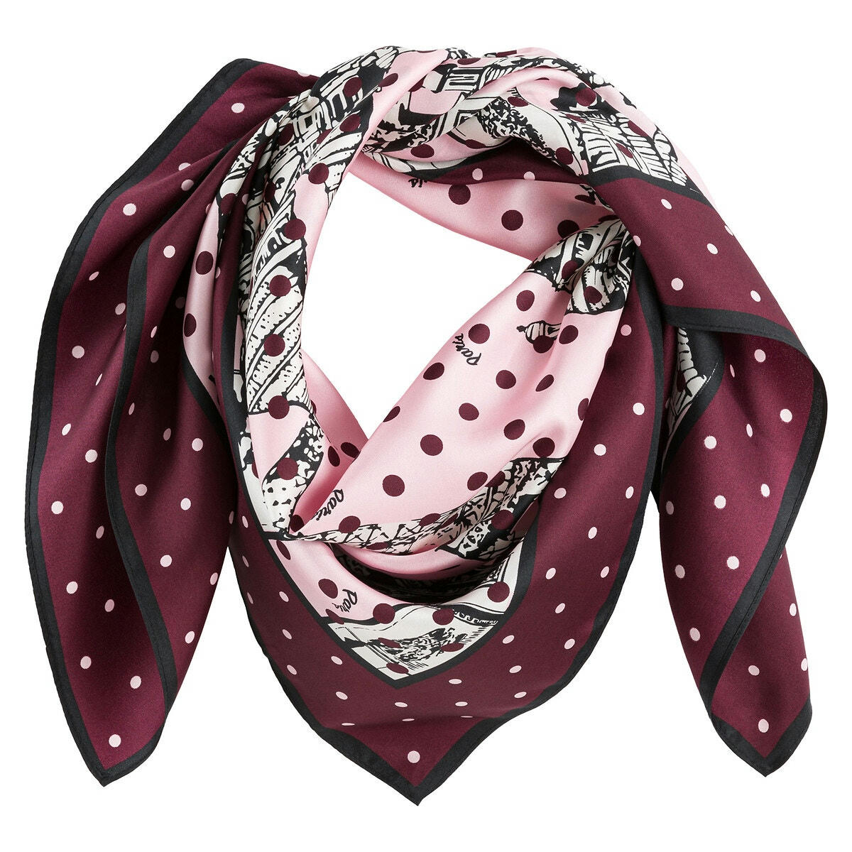 Foulard pure soie, imprimé Momunents parisiens