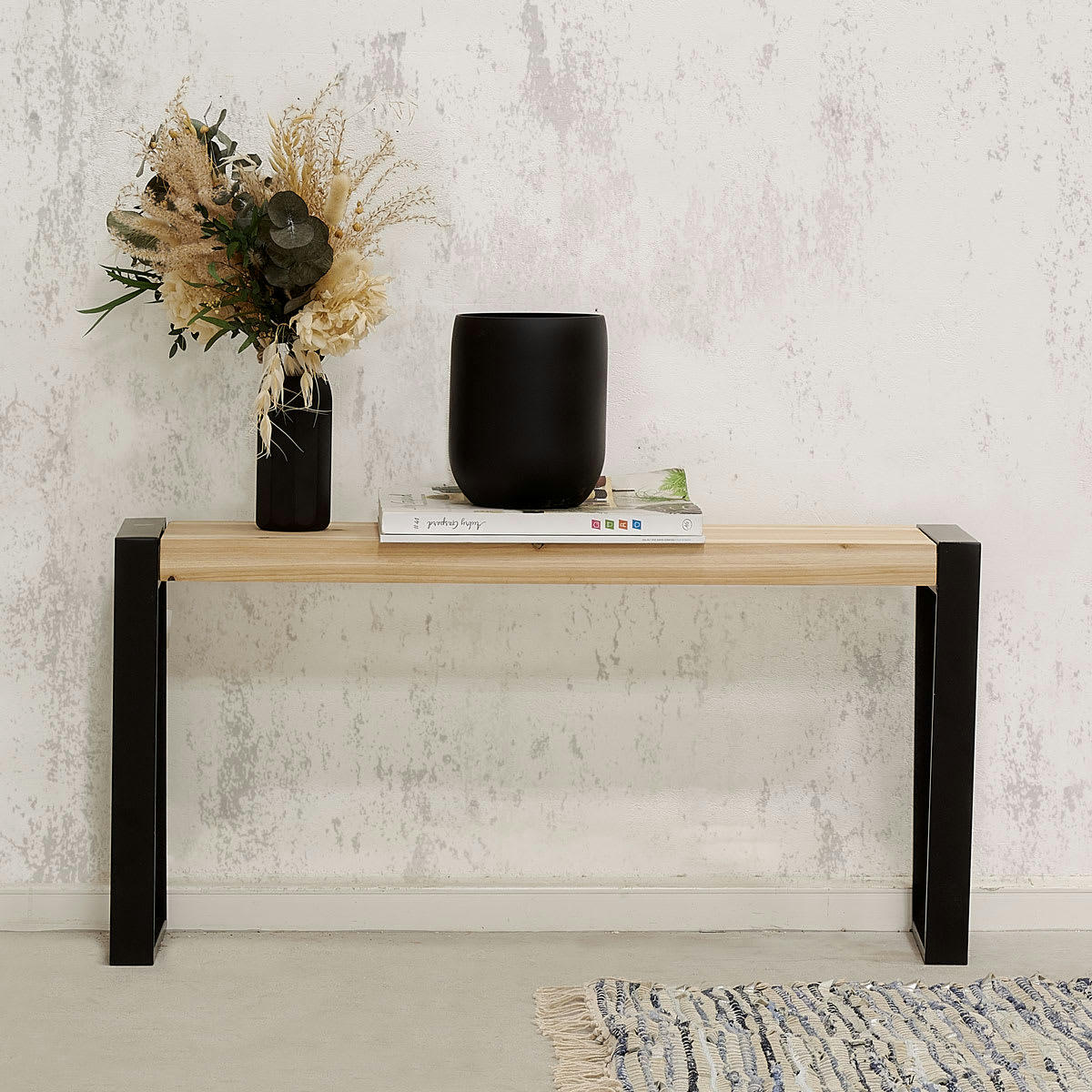 - Banc en pin et métal