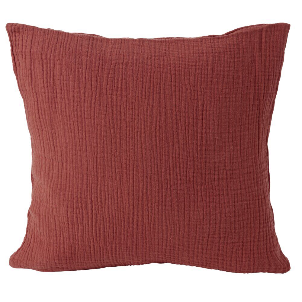 Housse de coussin 40x40cm gaze de coton terracotta