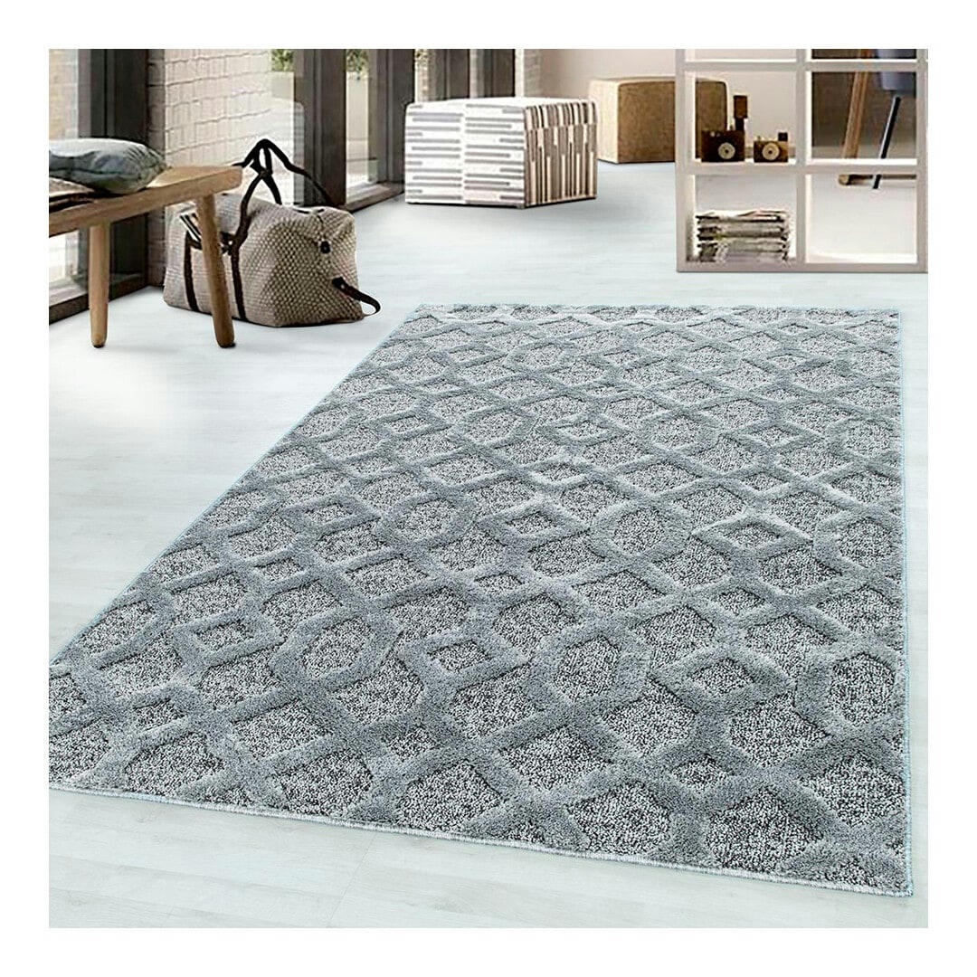 KIITOS - Tapis géométrique scandinave en polypropylène gris 120x170