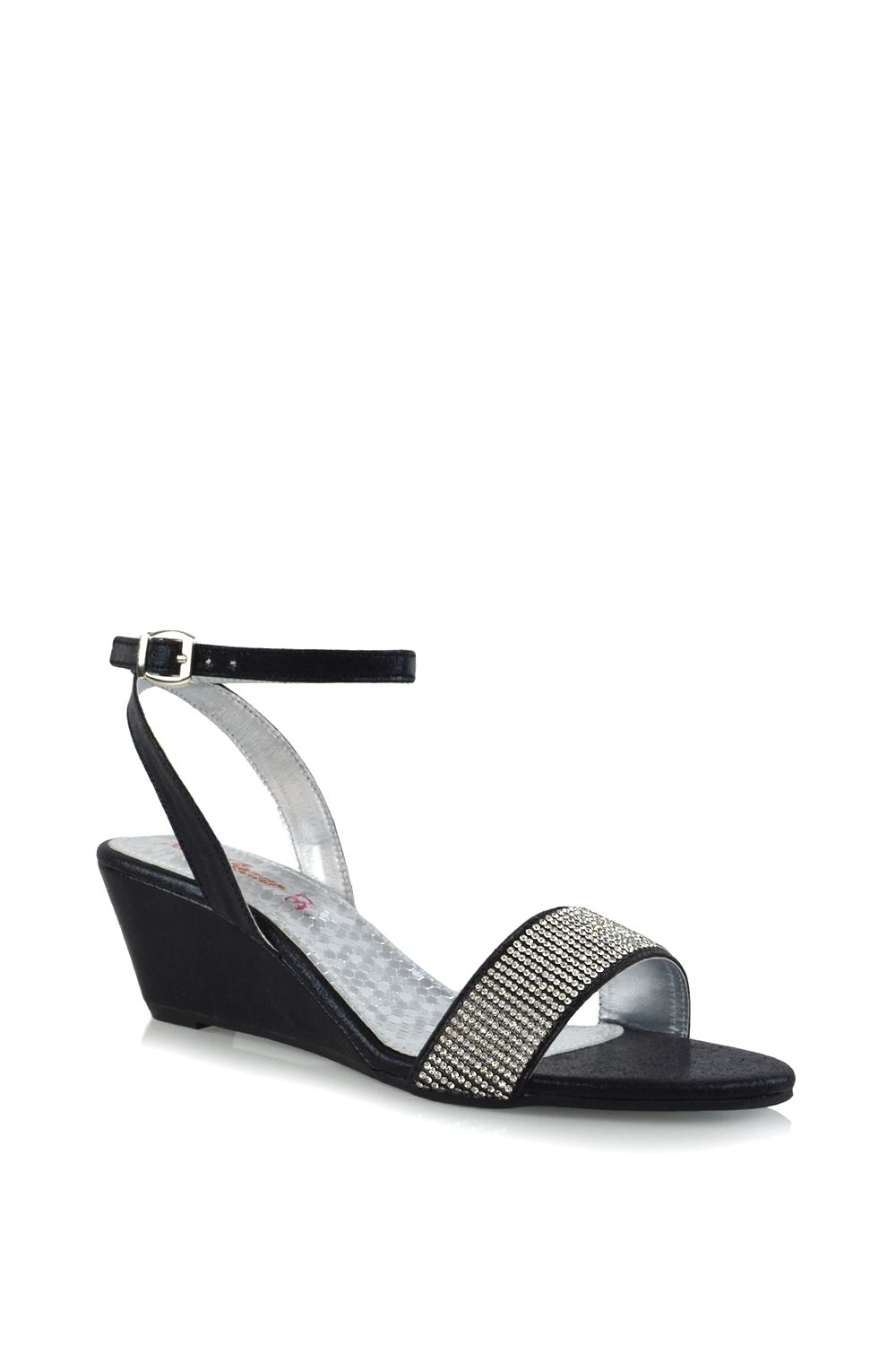 XY London Reagan' Diamante Mid Wedge Sandal Heels