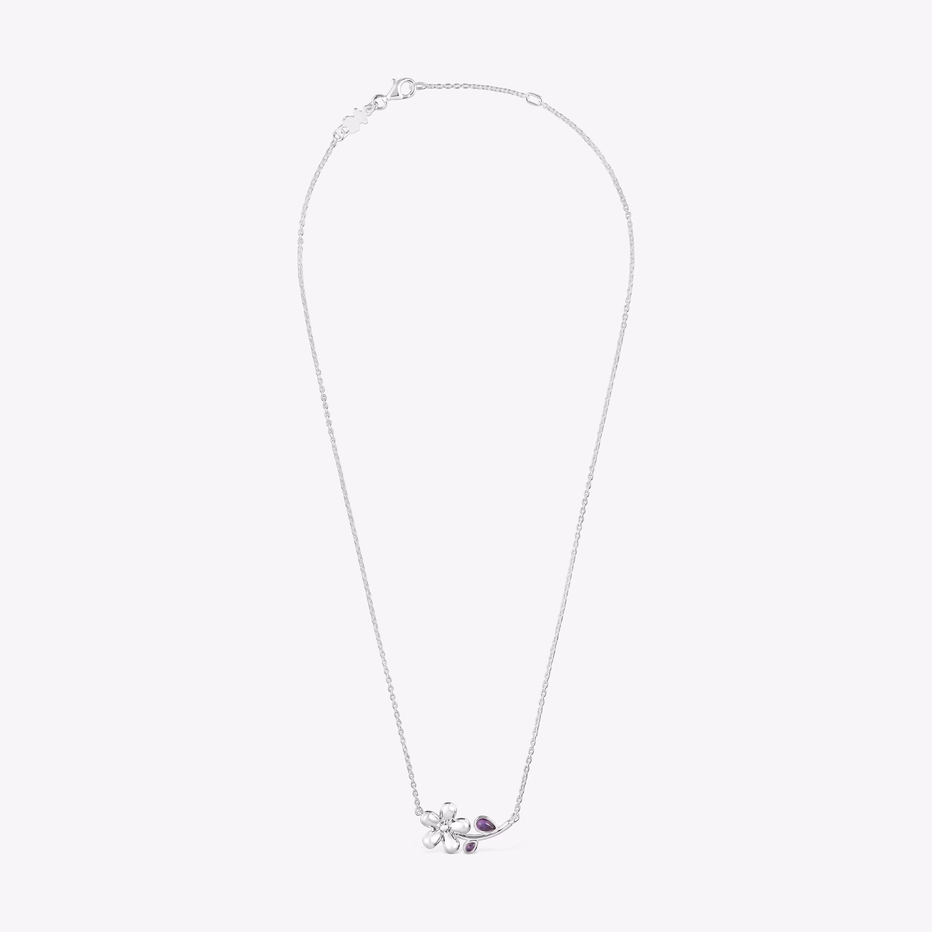 Collar corto de plata y amatista Daisy