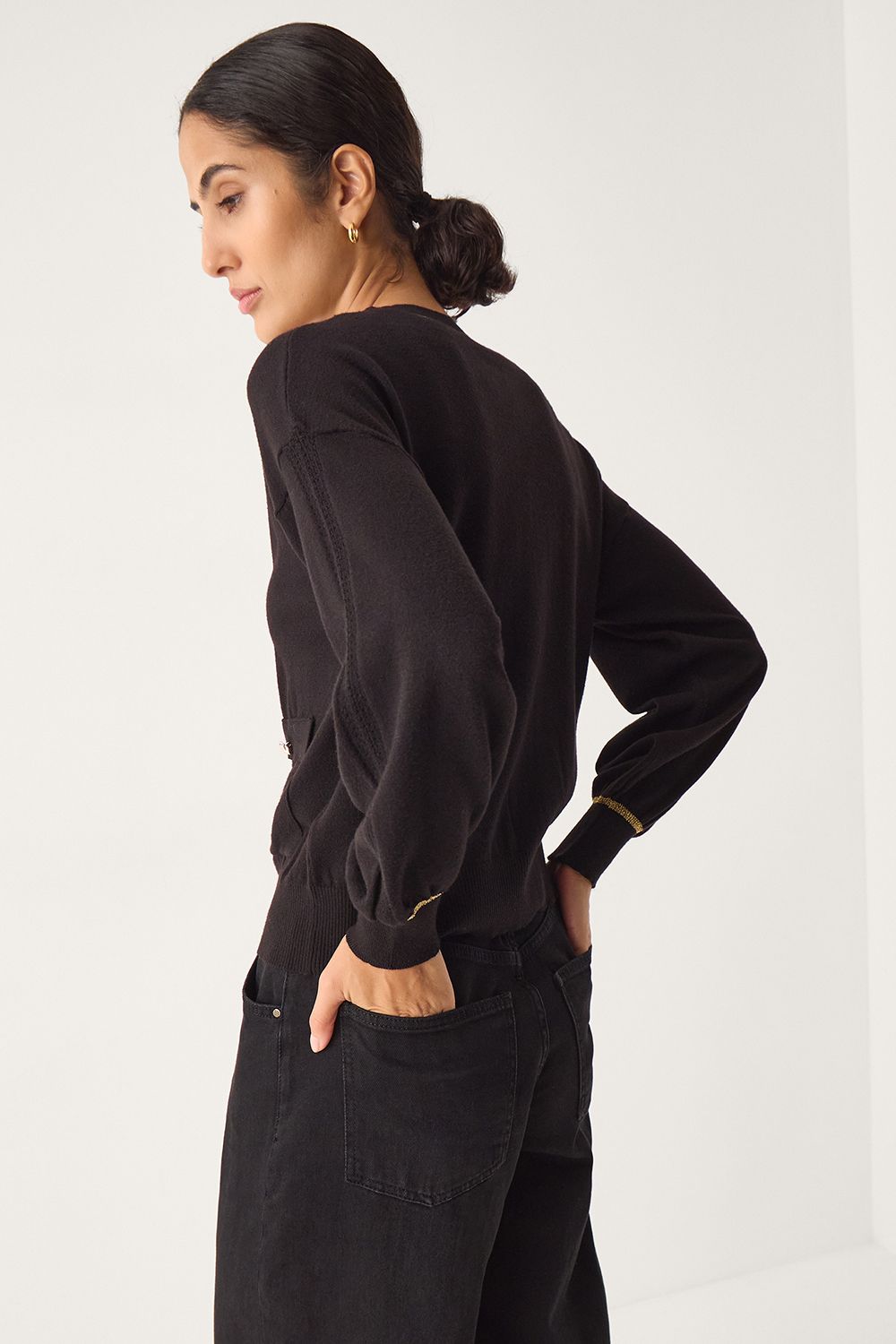 Monsoon Nolan Knit Bomber Jacket Black