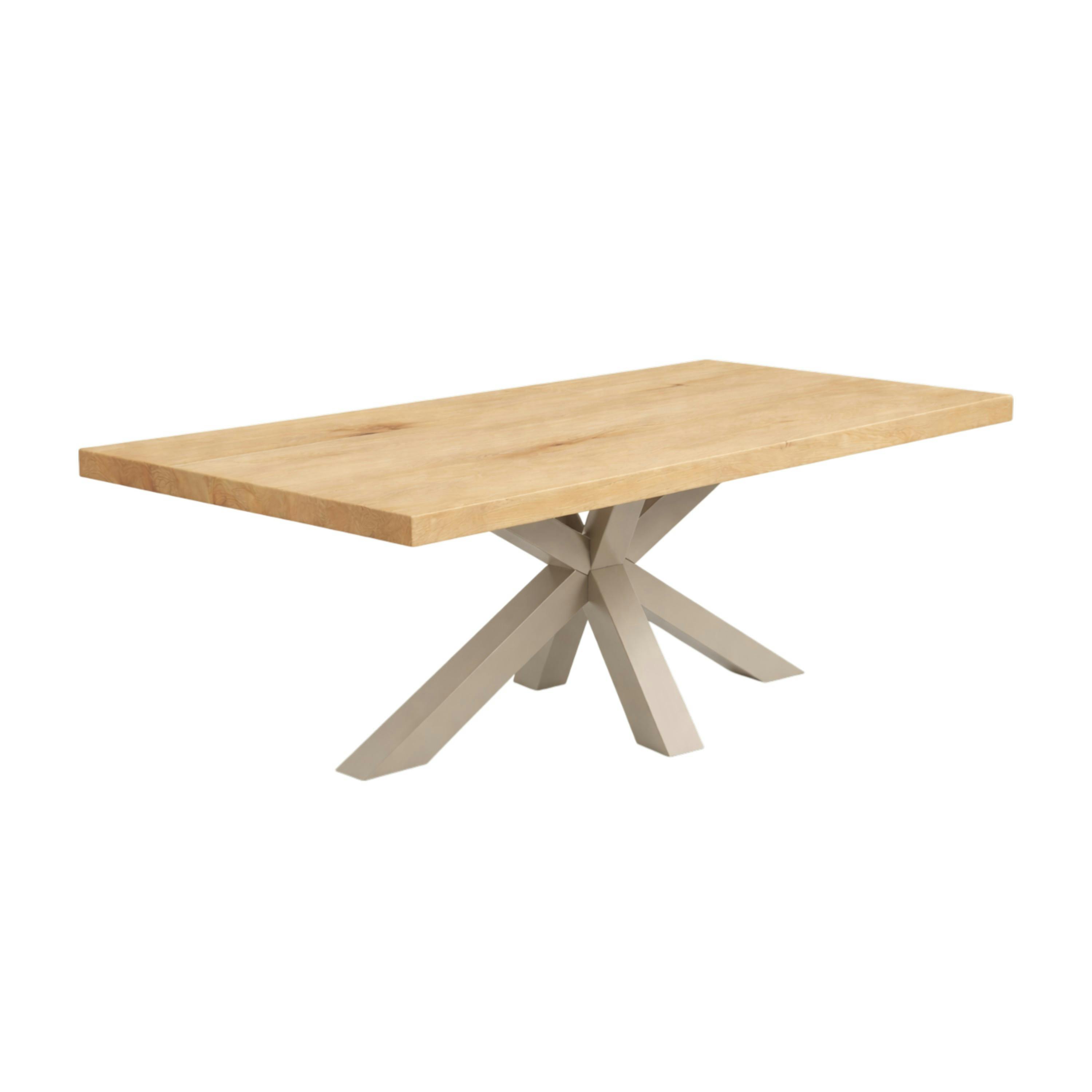 Table extensible bois blanc bords droits pied grège 220 cm PALERME