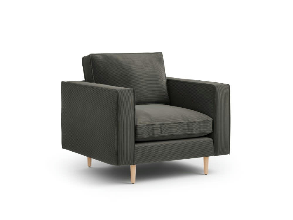 ALEXIS - Fauteuil 1 place en tissu structuré gris foncé