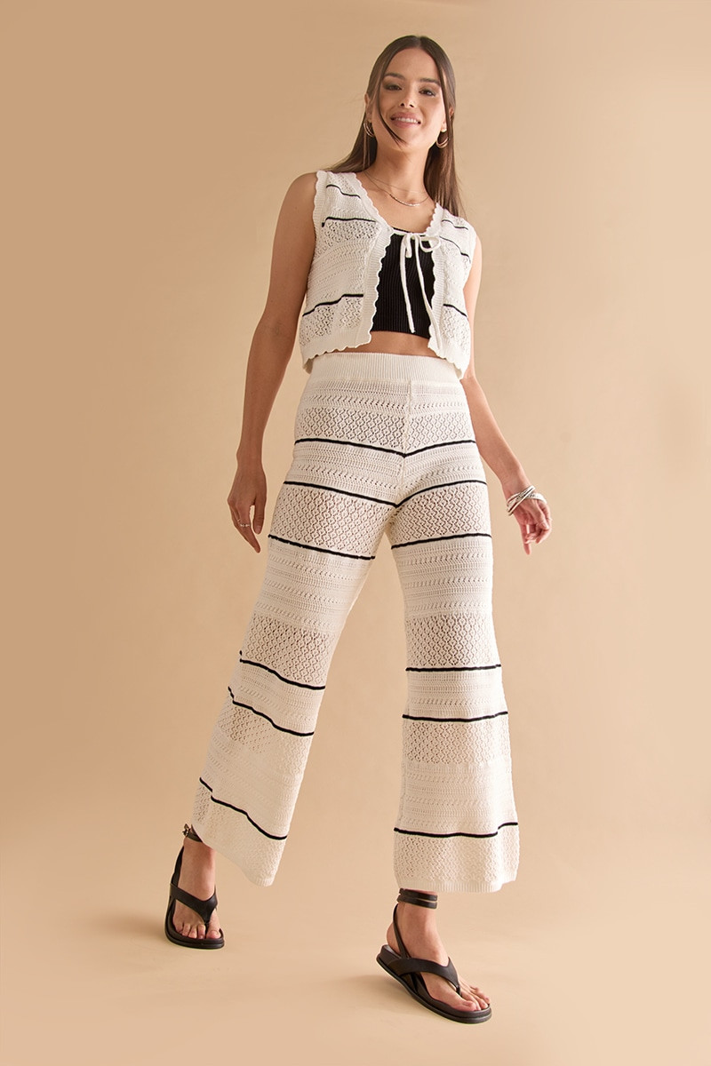 Charlene Striped Knitted Wide Leg Pants