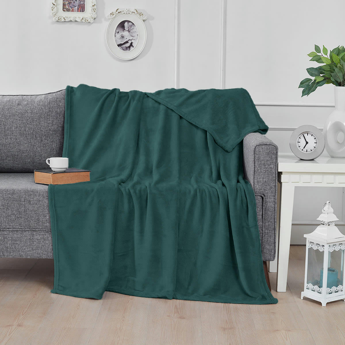 KOMO - Plaid polaire extra doux et chaud  petrol 150x180 cm