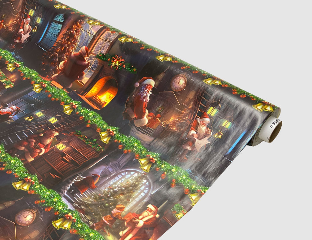 Wachstuch Patchwork Weihnachtsmann Bunt