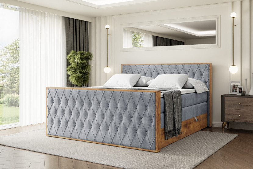 Łóżko kontynentalne z pojemnikiem i materacem H3|H4 LOLLI5-Z KING 120x200cm