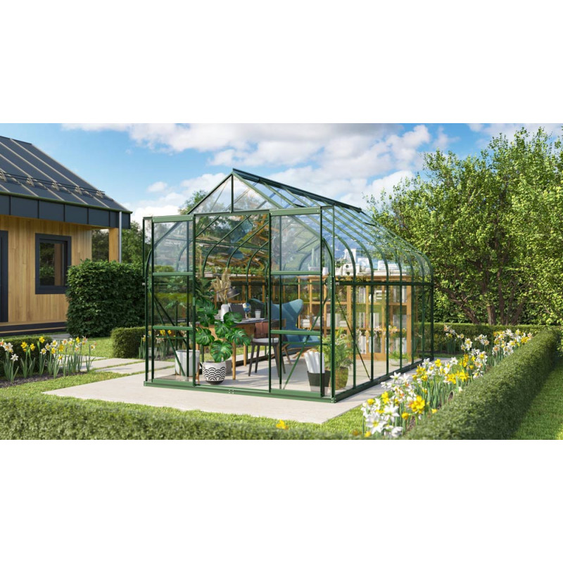 Serre en verre Dione verte 11,5 m² VITAVIA