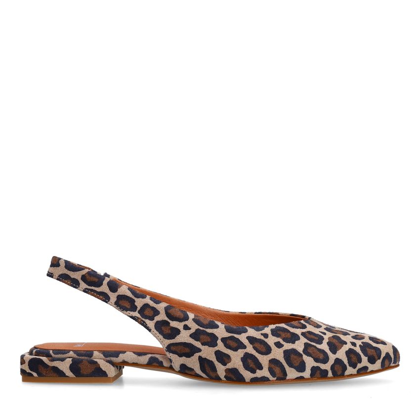 Manfield Leopard suède slingbacks