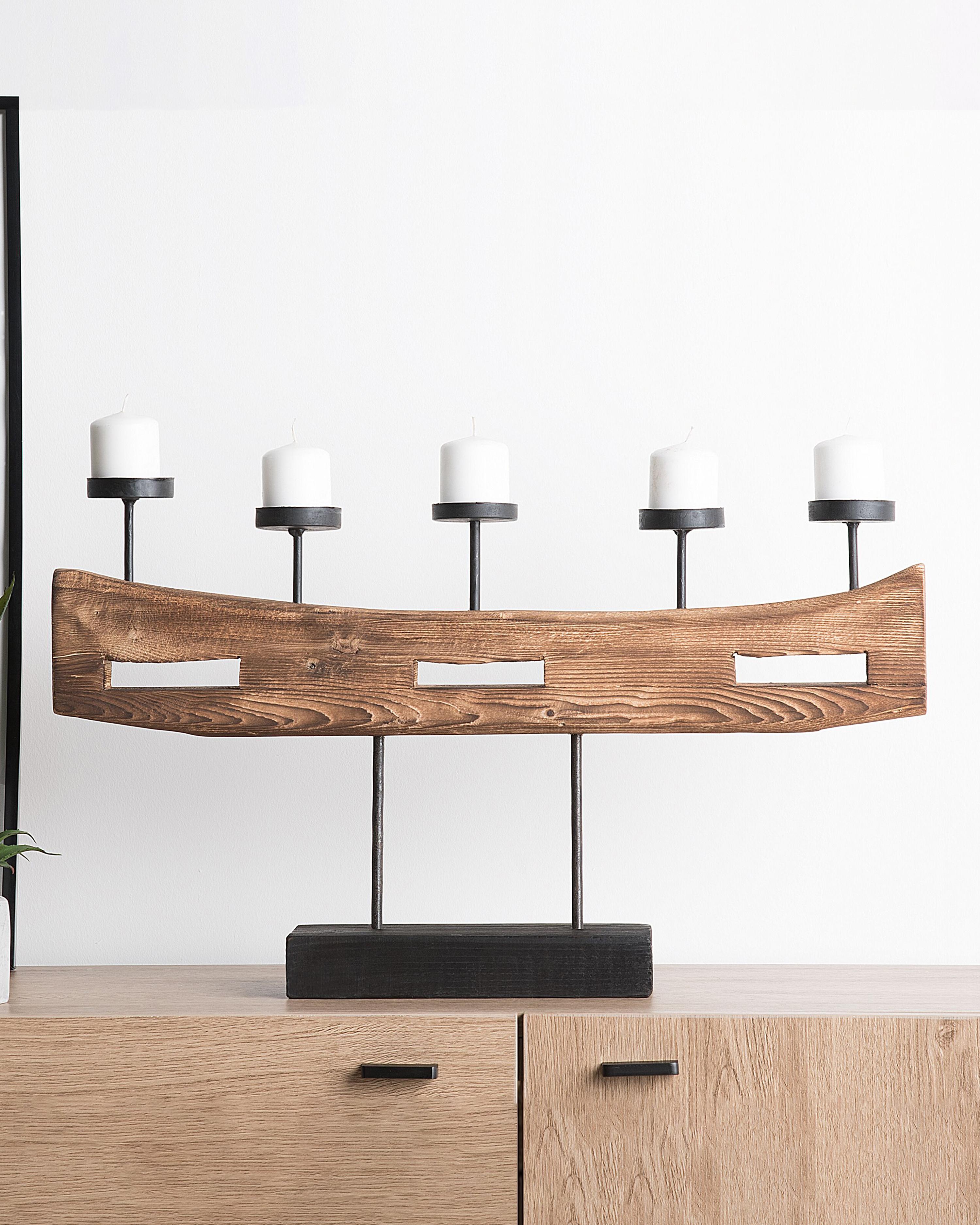 Candle Holder GUATEMALA Pine Wood 36 cm Brown