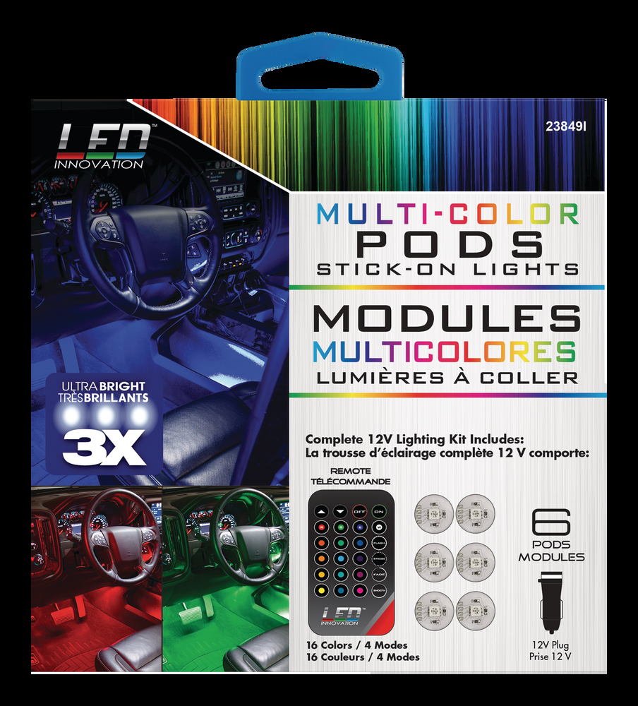 Multi-Colour LED Vehicle Pod Lights with Remote