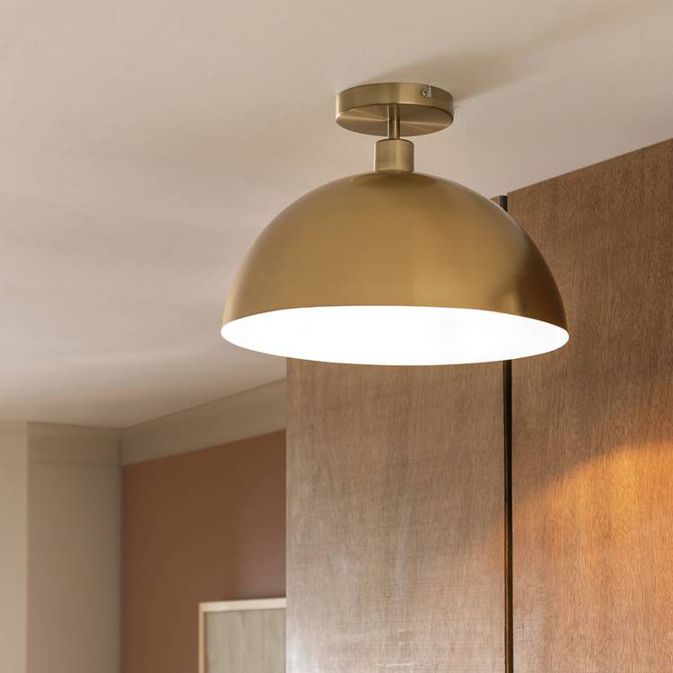 Habitat Steel Mushroom Flush Ceiling Light - Brushed Brass