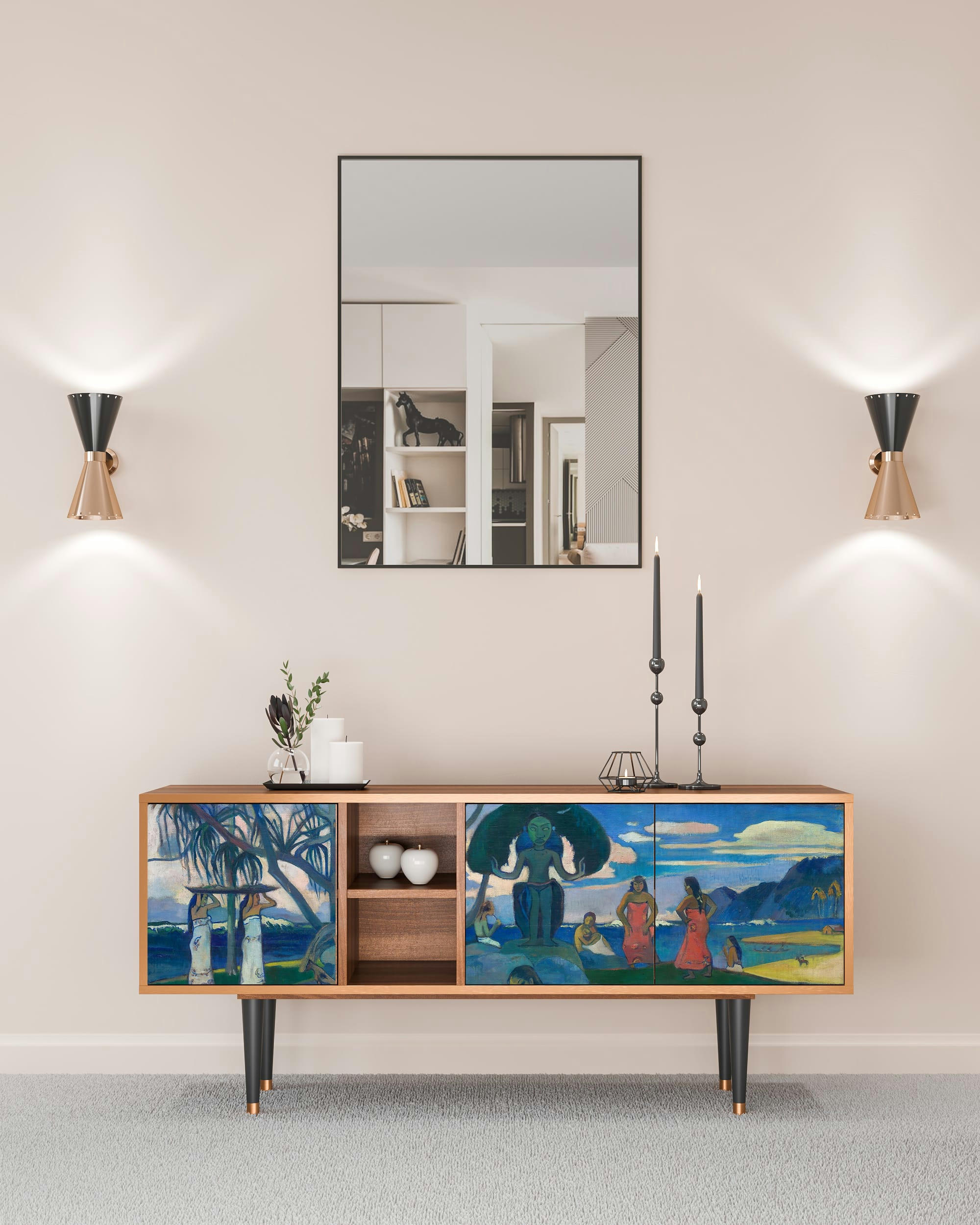 DAY OF THE GOD BY PAUL GAUGUIN - Meuble TV  multicolore 3 tiroirs L 150 cm