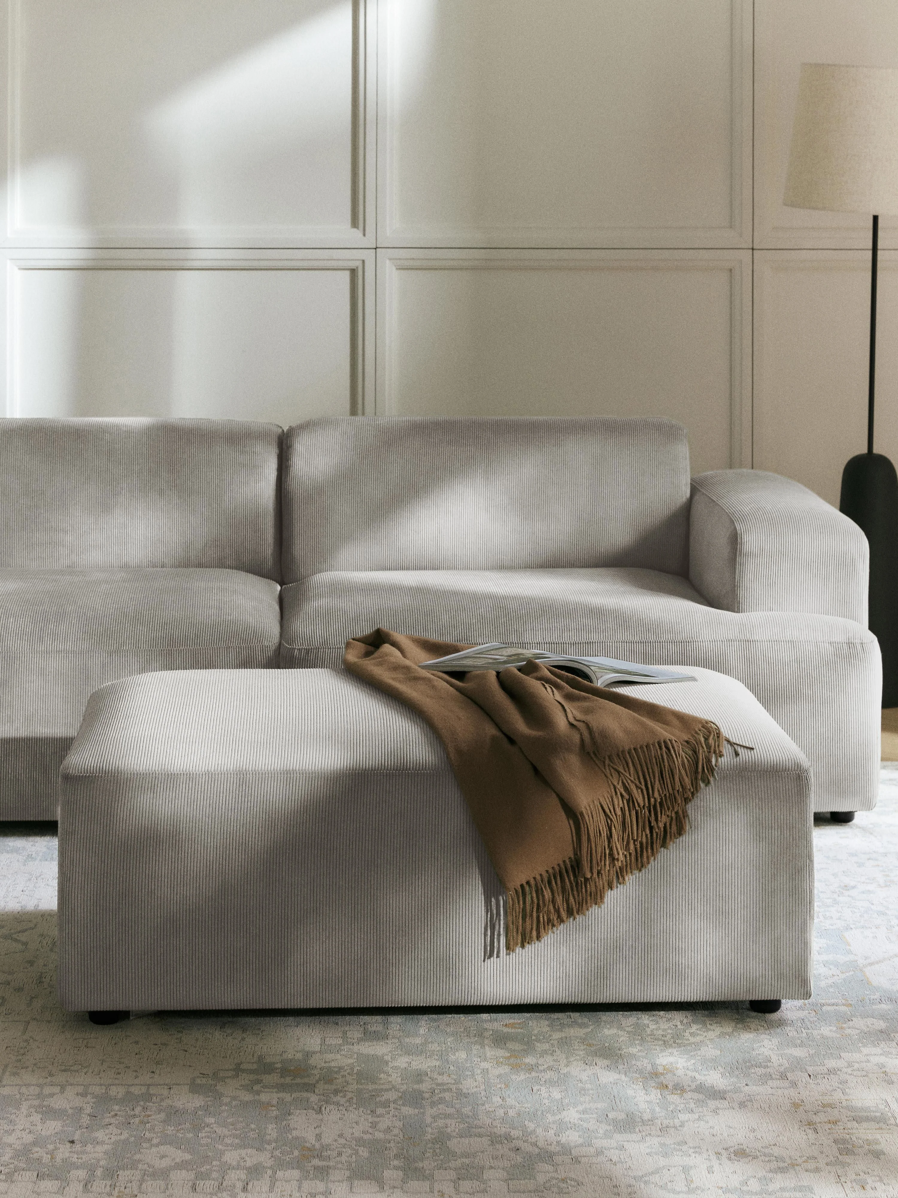 XL Sofa-Hocker Melva aus Cord, B 116 x T 72 cm