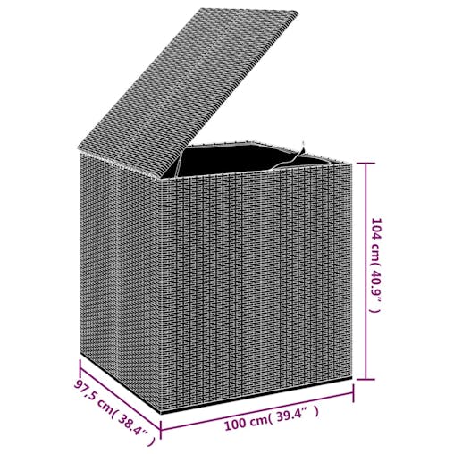 NNEVL Garden Cushion Box PE Rattan 100x97.5x104 cm Grey