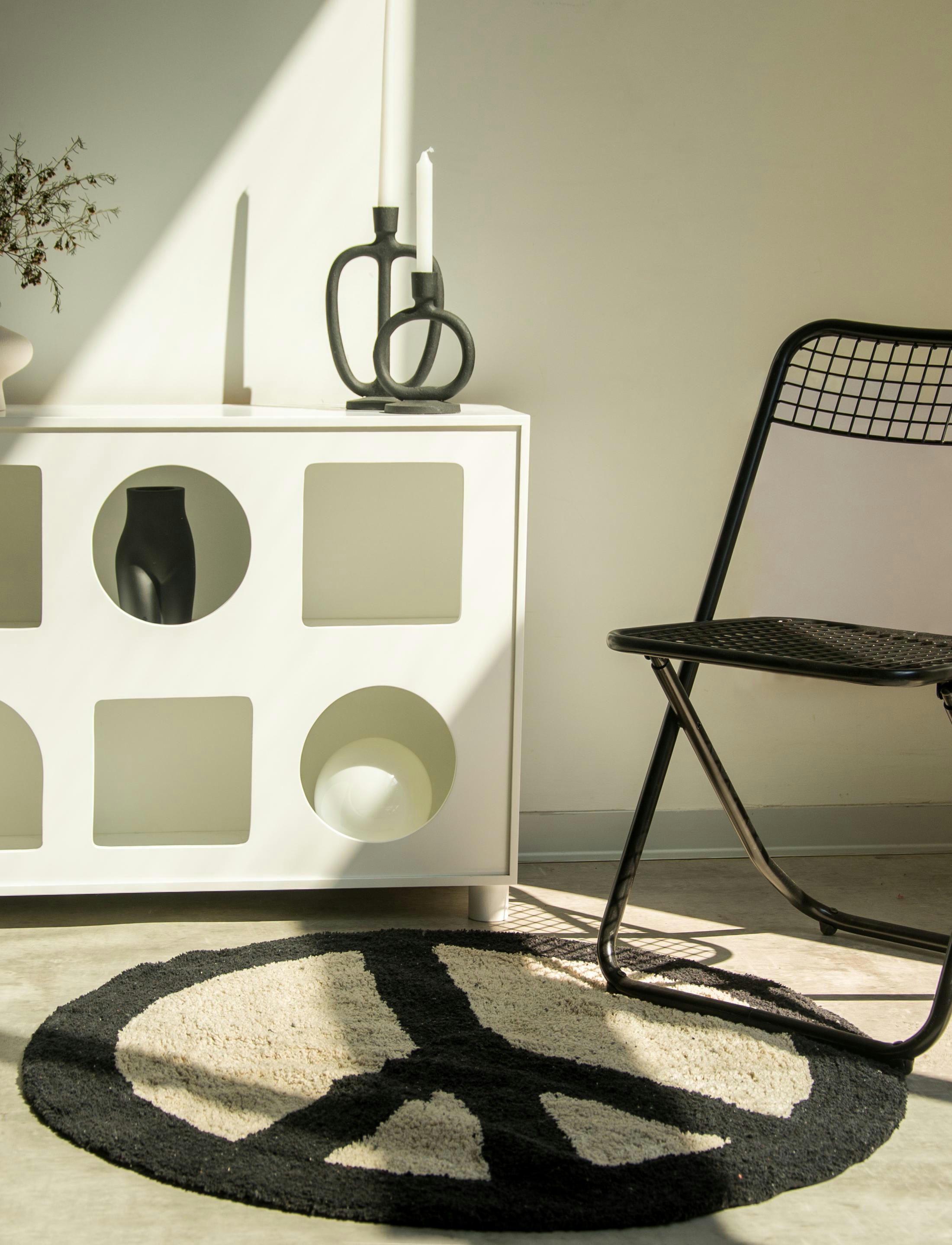 MAKE LOVE - Tapis en coton symbole paix 90