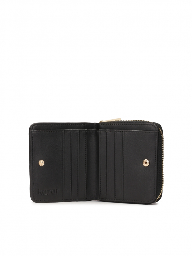 Small quilted leather wallet with fold-over flaps