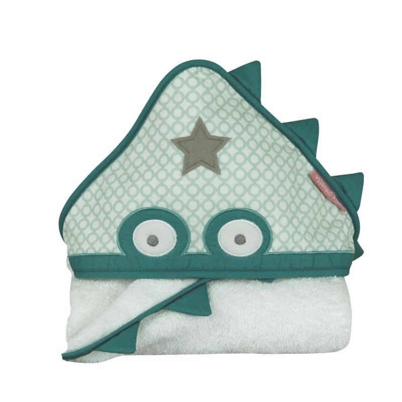 CROCODILE - Cape de bain blanche coton bio 75x75 cm