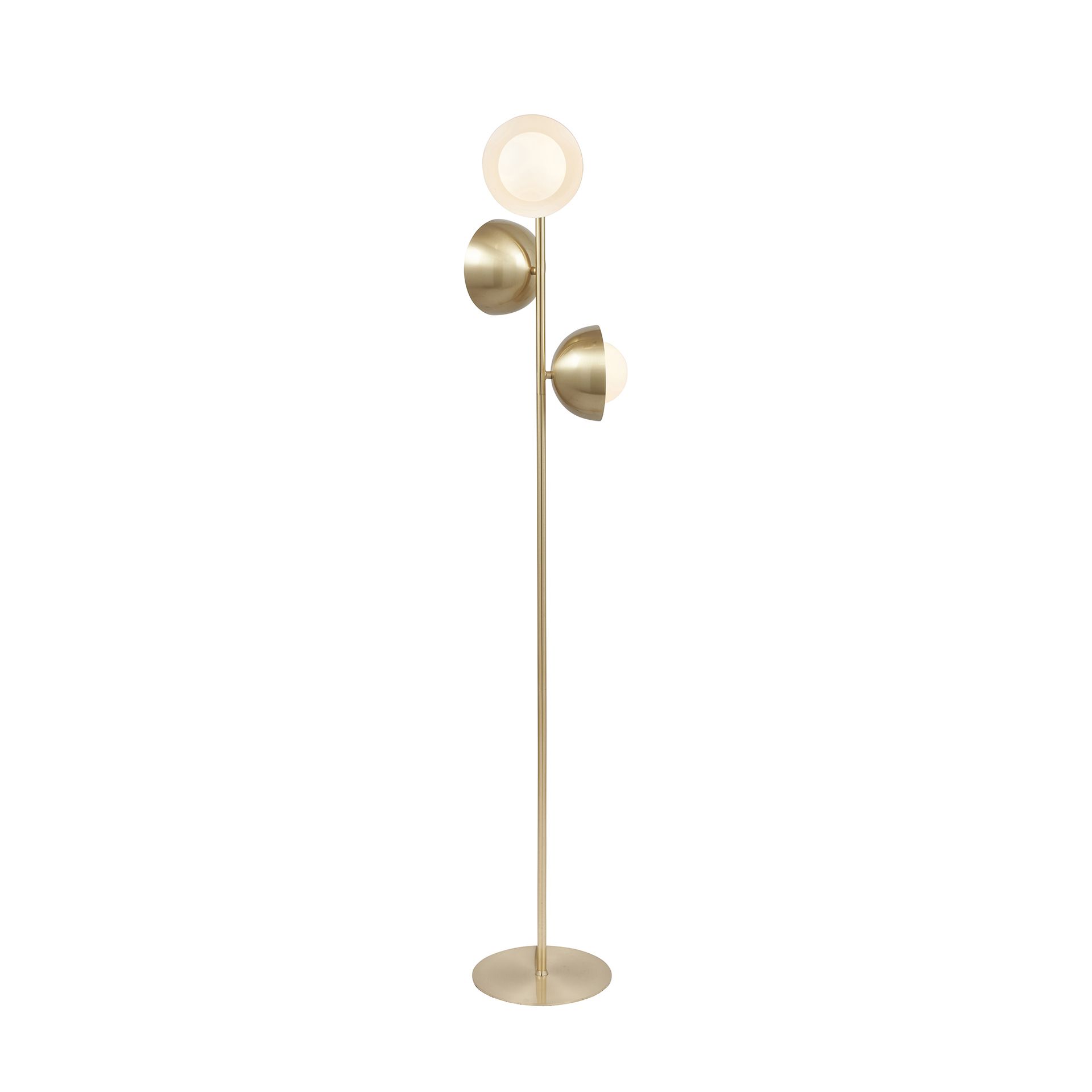 Ruma Brass Metal and White Orb Dome Floor Lamp 3 Bulb Art Deco Light