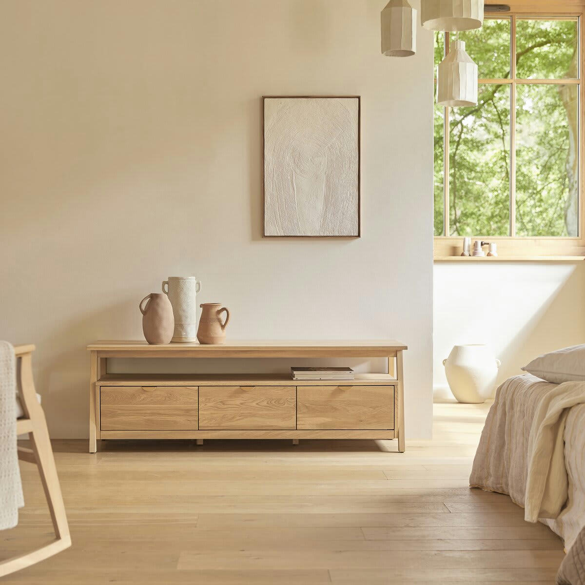 POLA - Meuble TV en chêne massif 150 cm