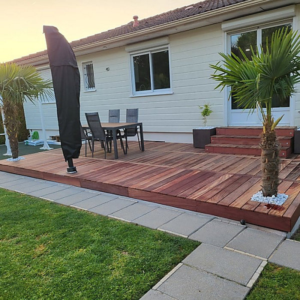 Kit terrasse complet - PADOUK - Ep.21 mm x l.145 mm - L.1,80 m/ 60 m²
