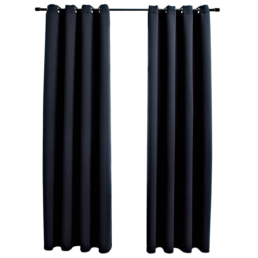 Zasłona Czarny 140 x 175 cm Tkanina vidaXL