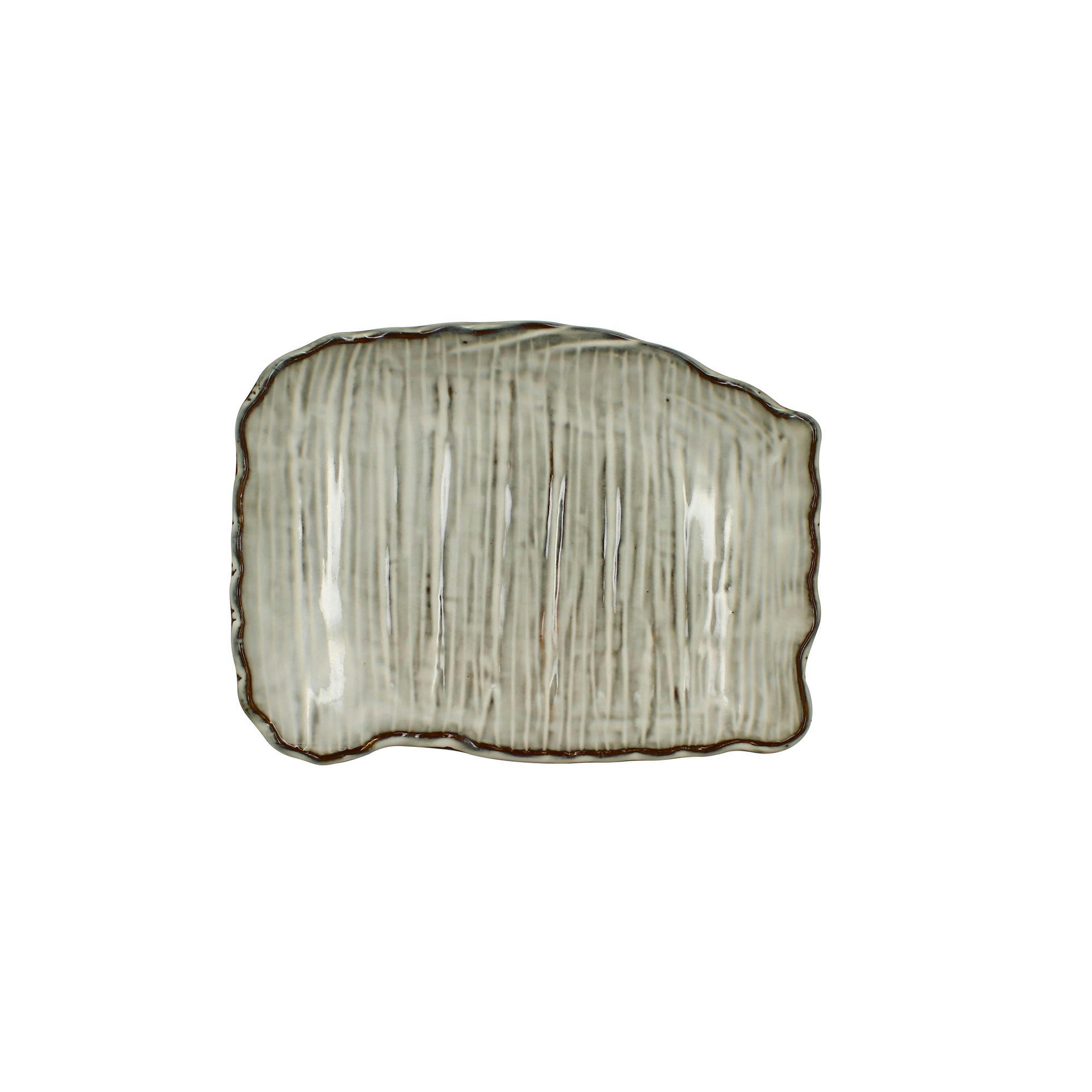 NAKURU - Assiette de présentation en grès nuance de gris et beige