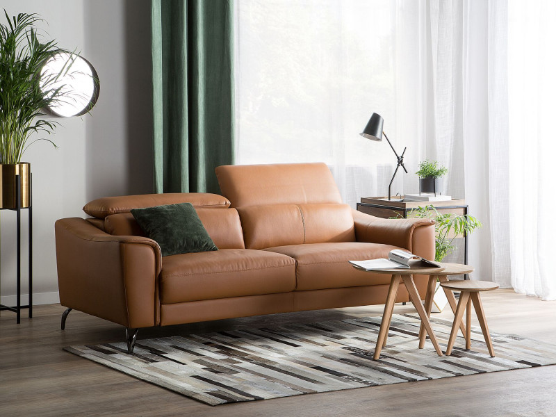 Sofa skórzana złoty brąz retro kanapa