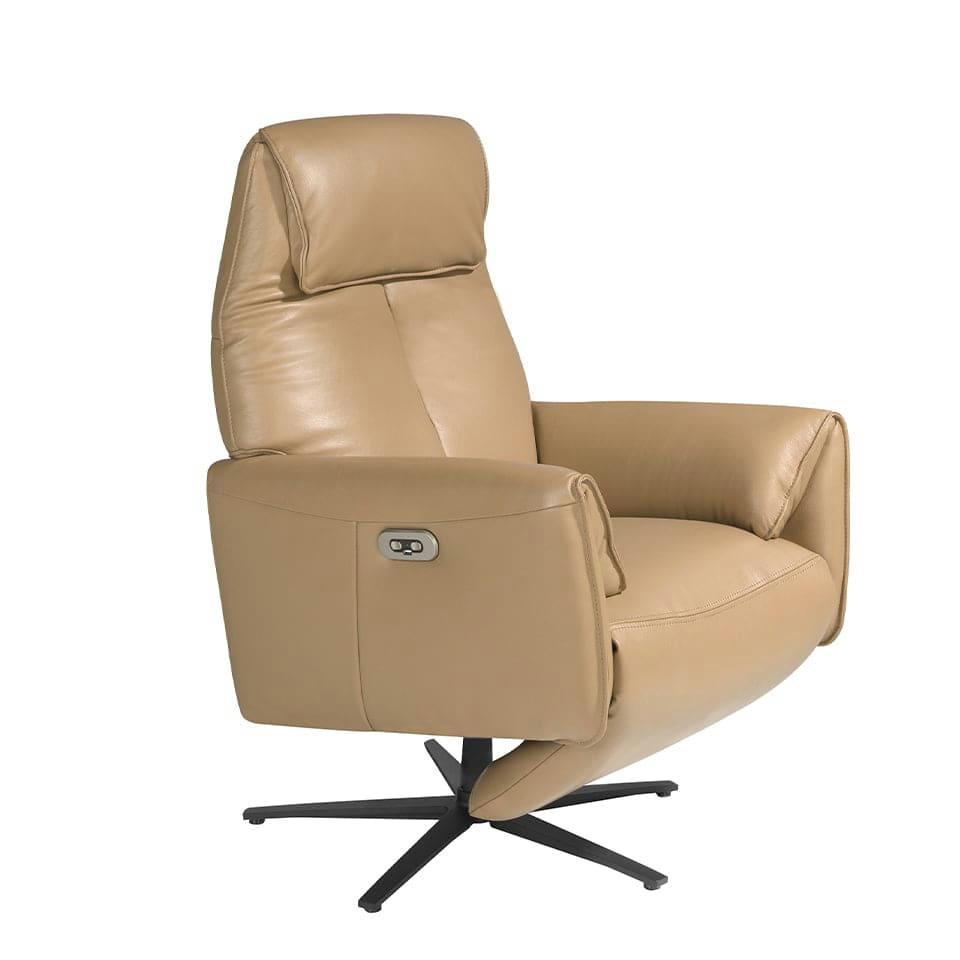 - Fauteuil relax pivotant cuir sable