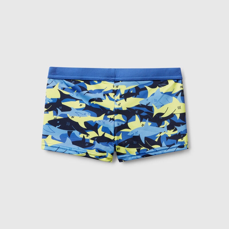 Swim trunks with shark print