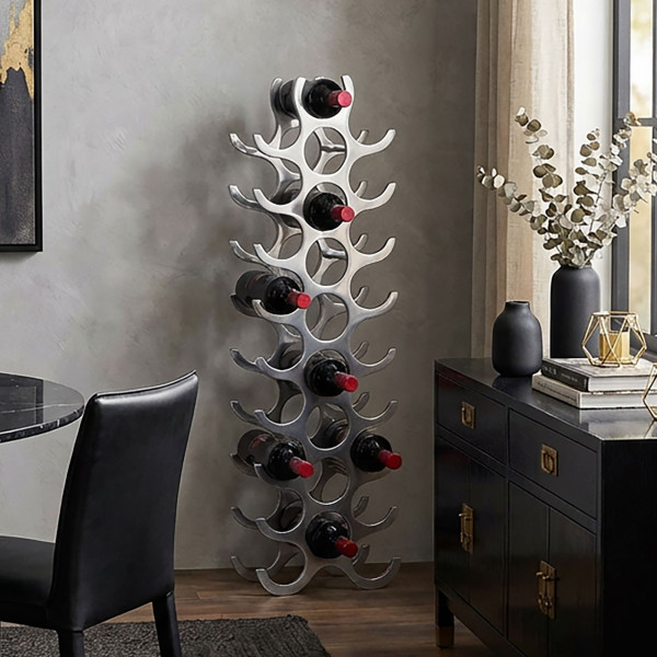 FineBuy Stojak na wino metal srebrny