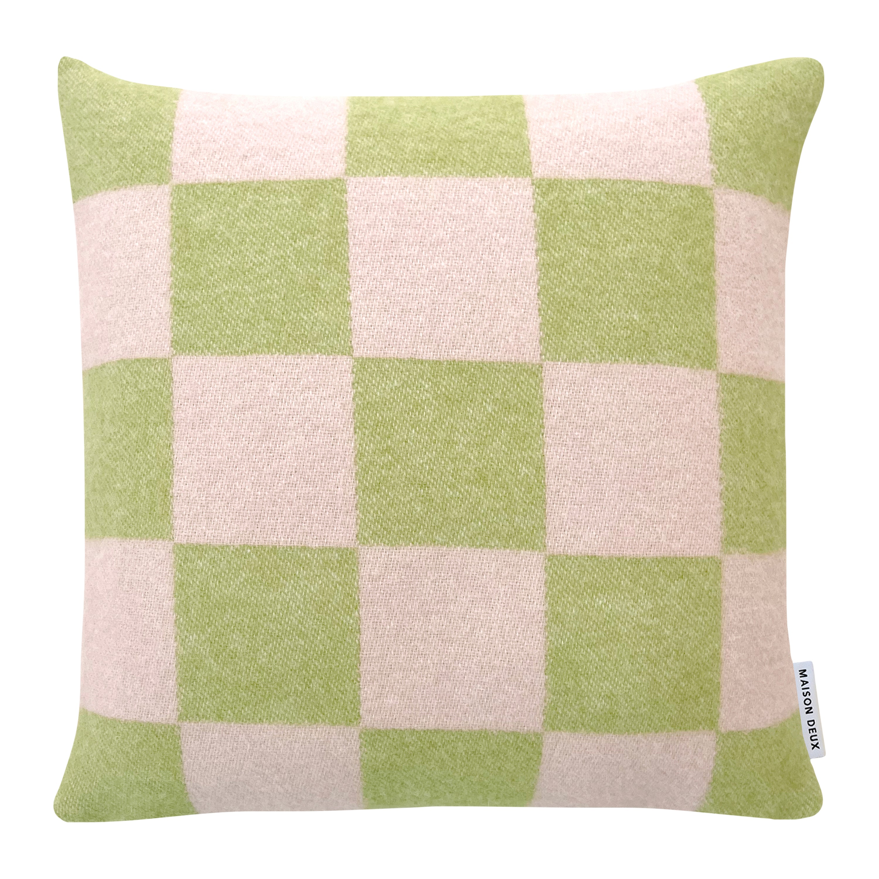 Maison Deux Checkerboard Kussenhoes - Kiwi / Roze