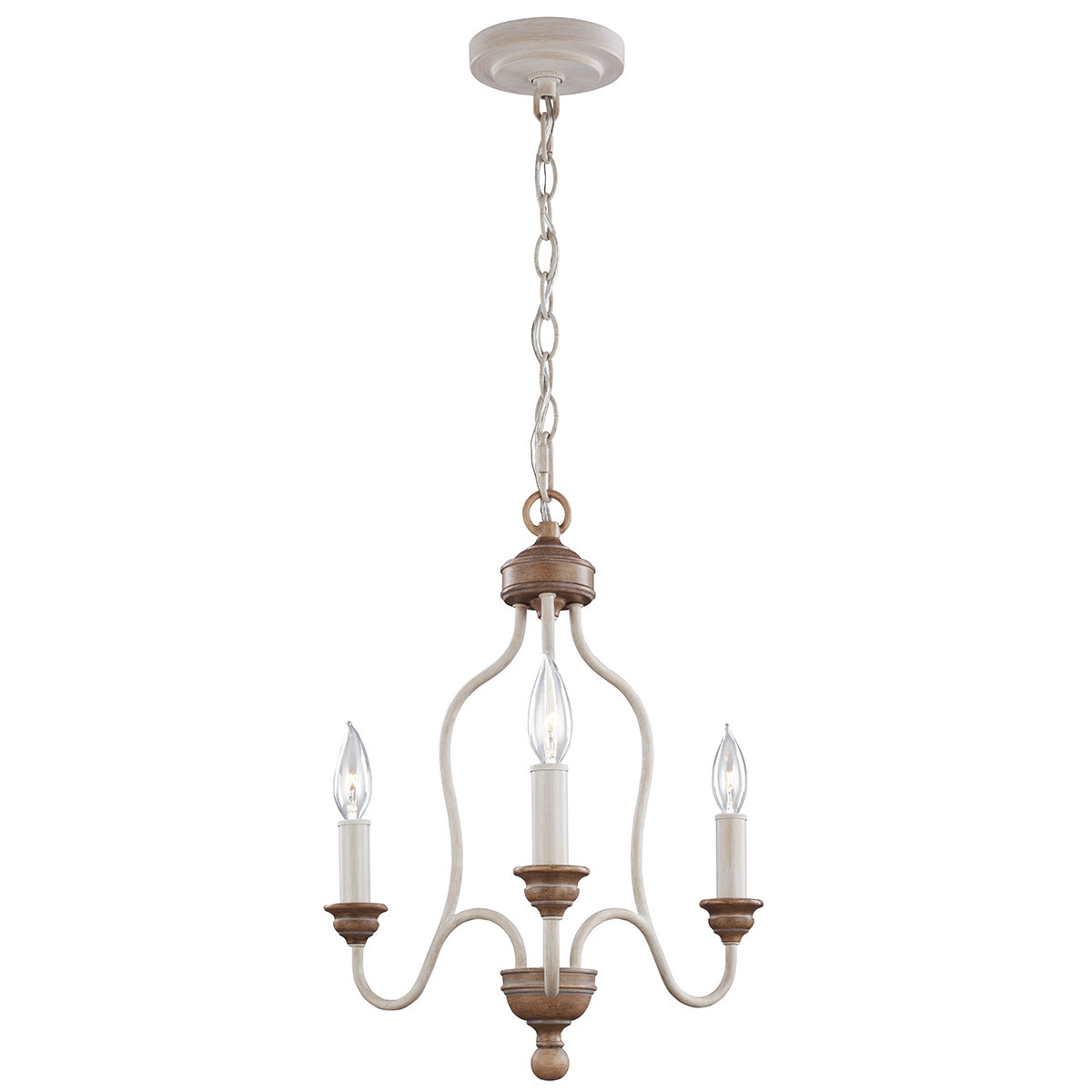 Lampa wisząca kredowa biel-drewno Hartsville 3xE14x40W Feiss