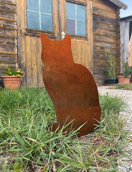 Lot 3 chats métal acier corten - madecoupesurmesure