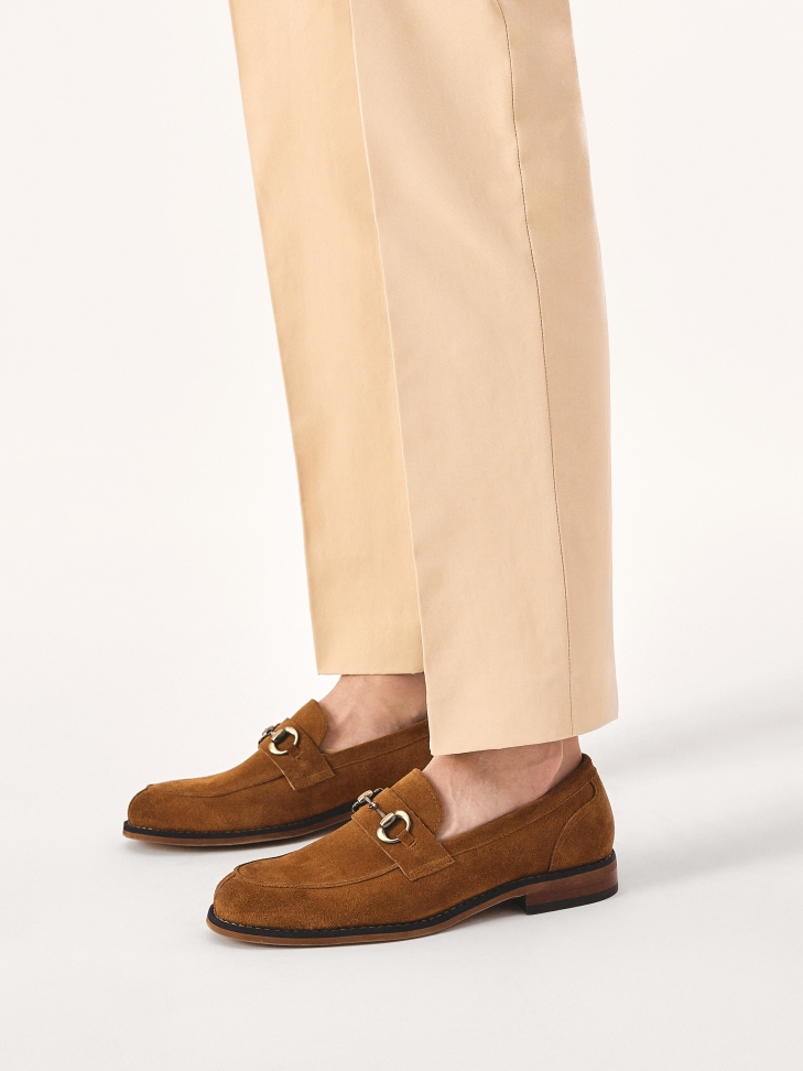 Brown suede loafers