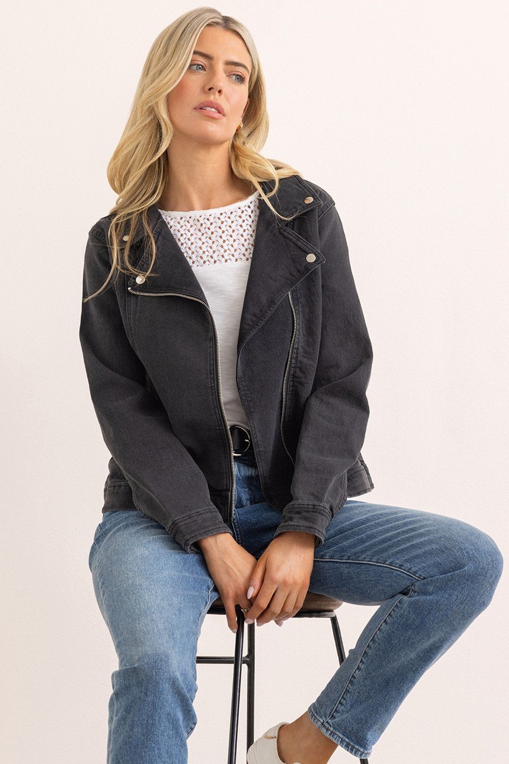 Klass. Cotton Blend Stretch Biker Jacket