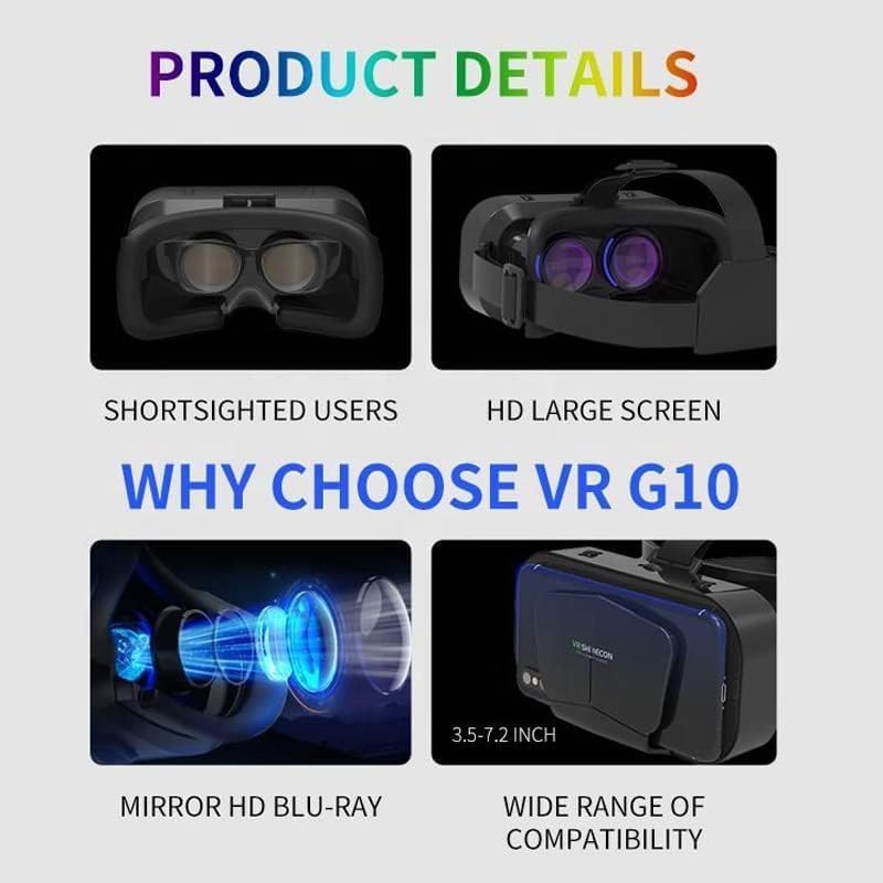VR Headset with Controller for iPhone and Android Phones, 3D Virtual Reality Glasses, Adjustable Goggles for Movies and Games4.7-6.5 Inch Smartphones (Controller Bundle – Black)