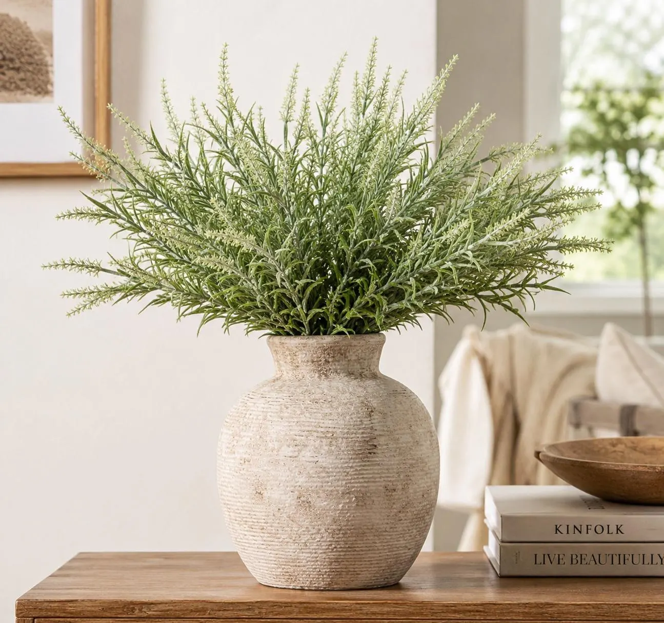 Rustic Ceramic Flower Vase, Farmhouse Table Decor, Living Room Centerpiece